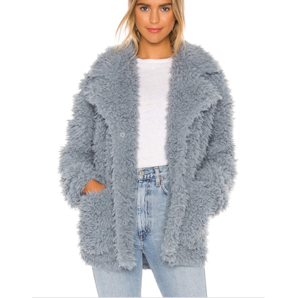 BB Dakota Blue Fluffy Coat